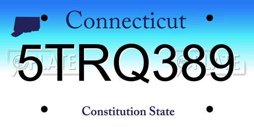 5TRQ389 Connecticut License Plate