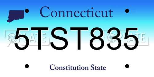 5TST835 Connecticut License Plate