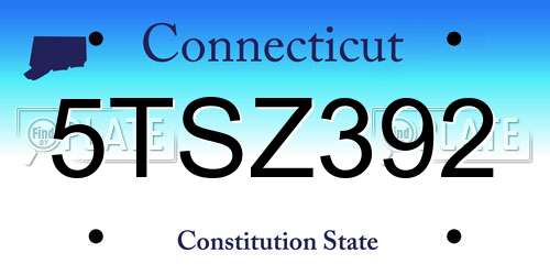 5TSZ392 Connecticut License Plate