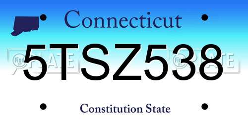 5TSZ538 Connecticut License Plate
