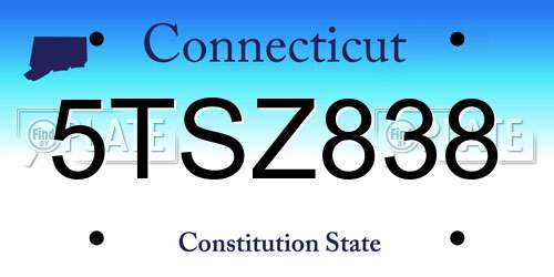 5TSZ838 Connecticut License Plate