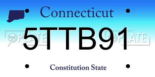 5TTB91 Connecticut License Plate