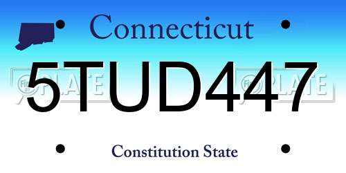 5TUD447 Connecticut License Plate