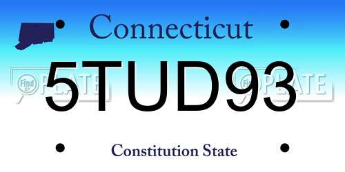 5TUD93 Connecticut License Plate