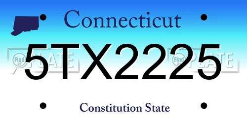 5TX2225 Connecticut License Plate