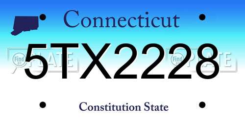 5TX2228 Connecticut License Plate