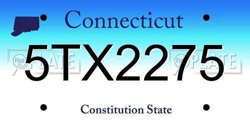 5TX2275 Connecticut License Plate