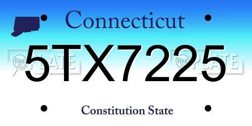 5TX7225 Connecticut License Plate