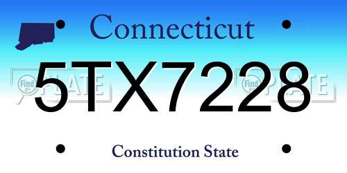 5TX7228 Connecticut License Plate