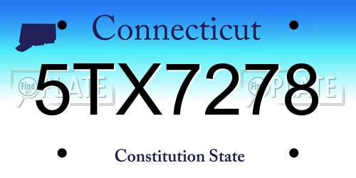 5TX7278 Connecticut License Plate