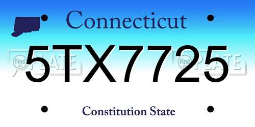 5TX7725 Connecticut License Plate