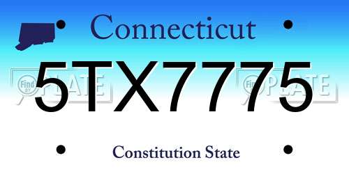 5TX7775 Connecticut License Plate