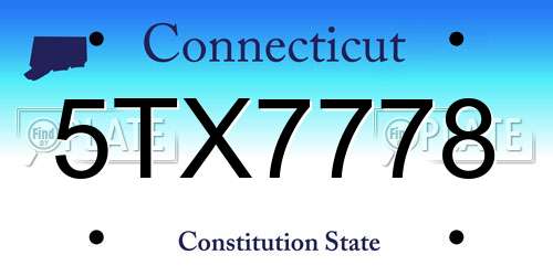 5TX7778 Connecticut License Plate