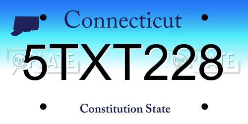 5TXT228 Connecticut License Plate