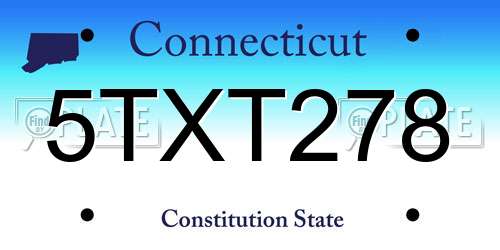 5TXT278 Connecticut License Plate