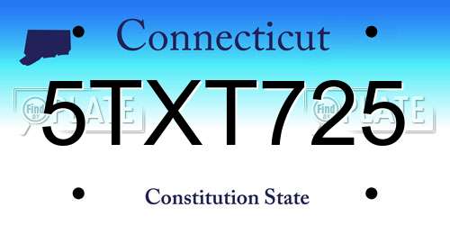 5TXT725 Connecticut License Plate