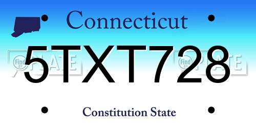 5TXT728 Connecticut License Plate