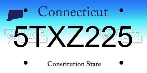 5TXZ225 Connecticut License Plate
