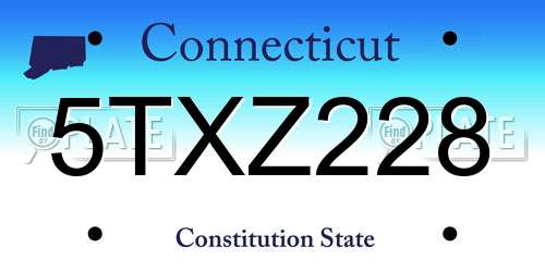 5TXZ228 Connecticut License Plate