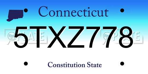 5TXZ778 Connecticut License Plate