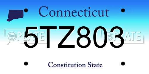 5TZ803 Connecticut License Plate