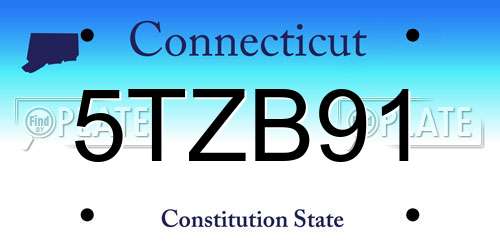5TZB91 Connecticut License Plate