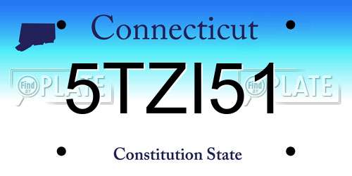5TZI51 Connecticut License Plate