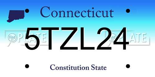 5TZL24 Connecticut License Plate
