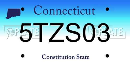 5TZS03 Connecticut License Plate