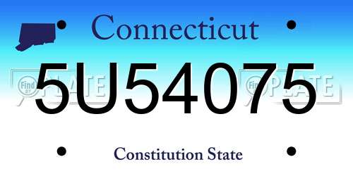 5U54075 Connecticut License Plate