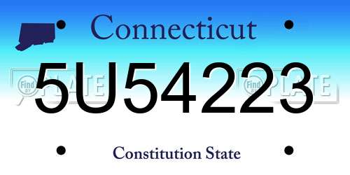 5U54223 Connecticut License Plate