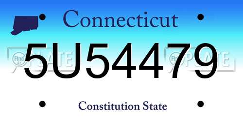 5U54479 Connecticut License Plate