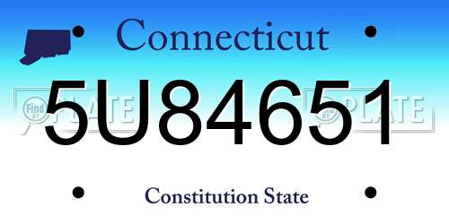 5U84651 Connecticut License Plate