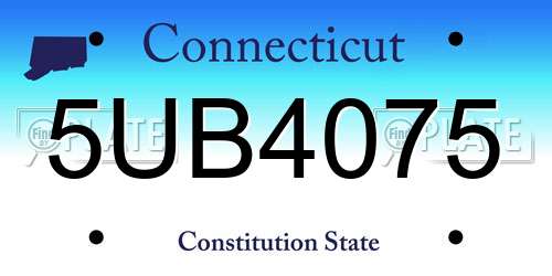 5UB4075 Connecticut License Plate