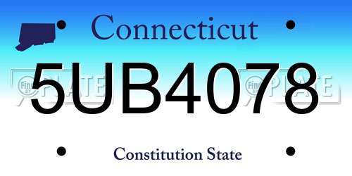5UB4078 Connecticut License Plate