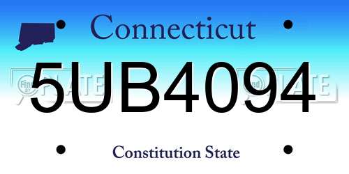 5UB4094 Connecticut License Plate