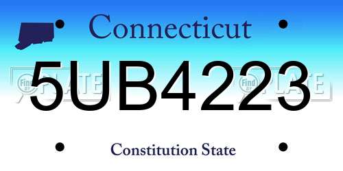 5UB4223 Connecticut License Plate