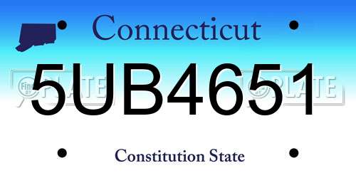 5UB4651 Connecticut License Plate