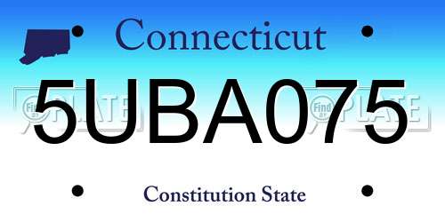 5UBA075 Connecticut License Plate