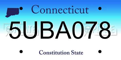 5UBA078 Connecticut License Plate