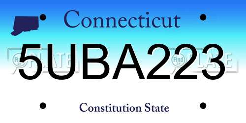 5UBA223 Connecticut License Plate