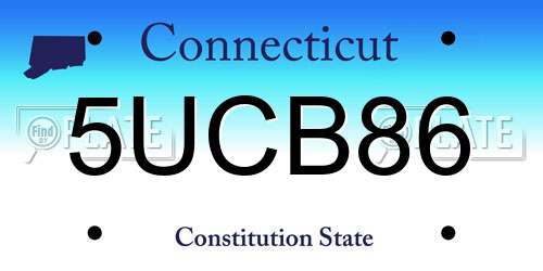 5UCB86 Connecticut License Plate