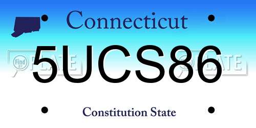 5UCS86 Connecticut License Plate