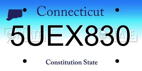 5UEX830 Connecticut License Plate
