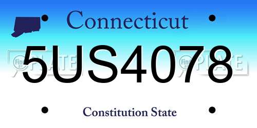 5US4078 Connecticut License Plate