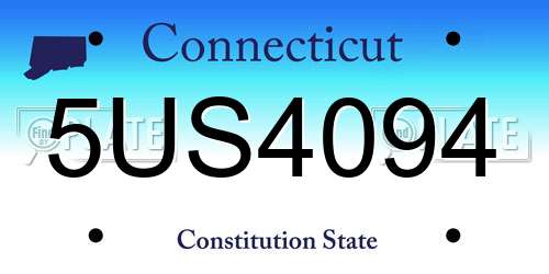 5US4094 Connecticut License Plate