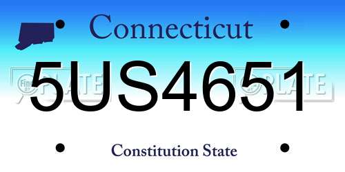 5US4651 Connecticut License Plate