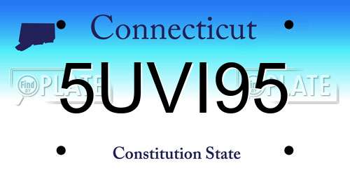 5UVI95 Connecticut License Plate