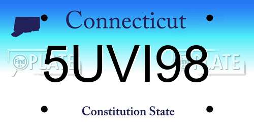 5UVI98 Connecticut License Plate