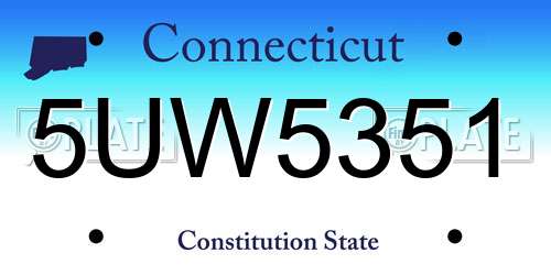 5UW5351 Connecticut License Plate